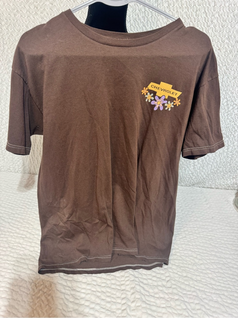 Chemistry Brown Tee with Yellow & Purple Floral Logo